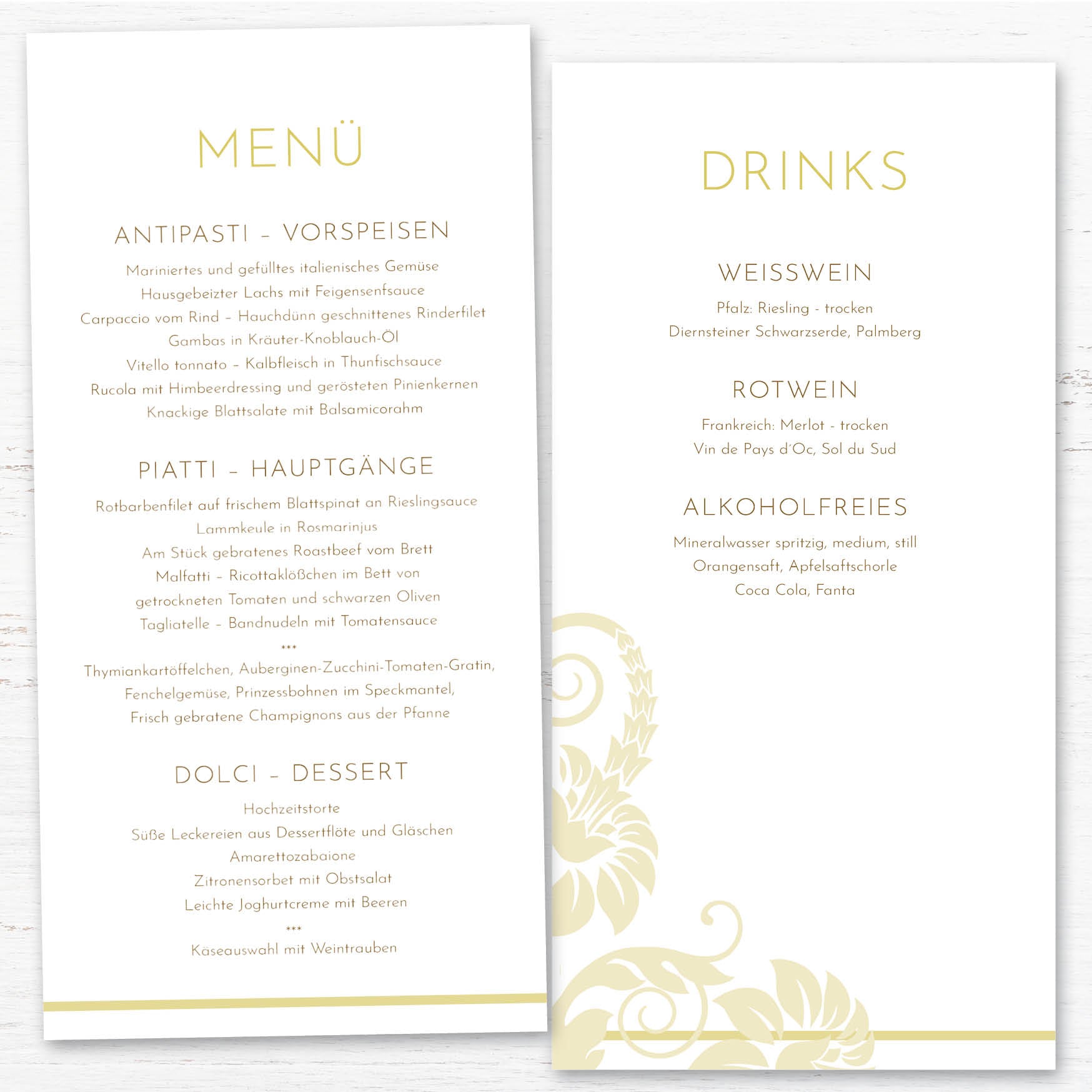 Menükarten: Pavillon - Individuelle Einladung